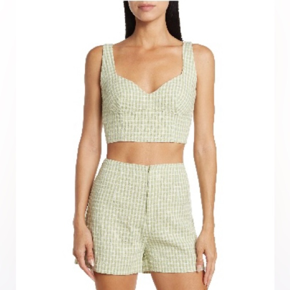 NWT L Elodie Green and White Checkered Shorts and Tank Set - Sold Out Everywhere